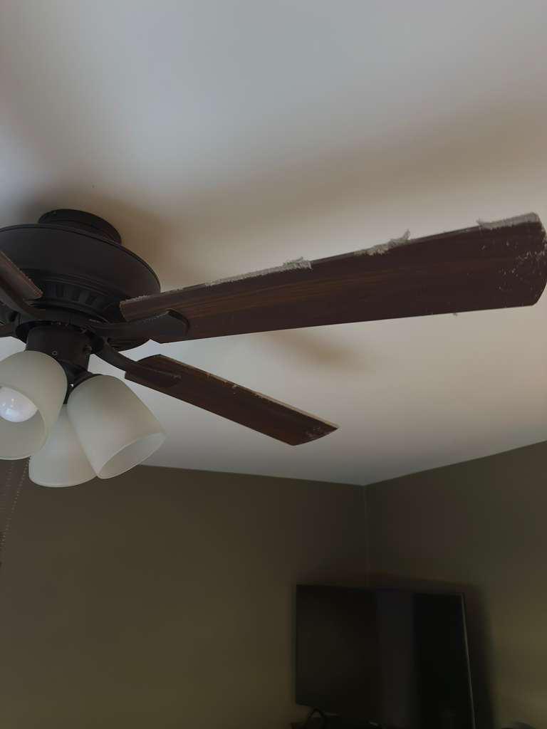 Dusty ceiling fan before professional cleaning service King of Prussia Pennsylvania